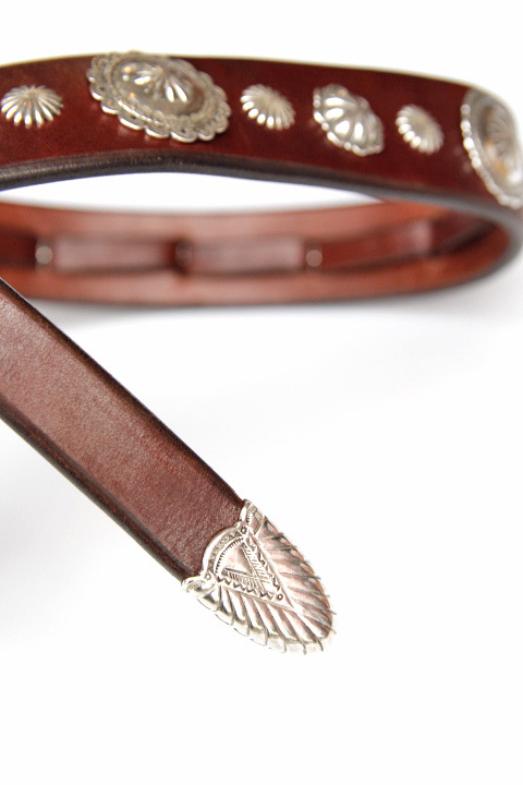 Mt.hill」Western Buckle with Conchos Leather Belt マウントヒル