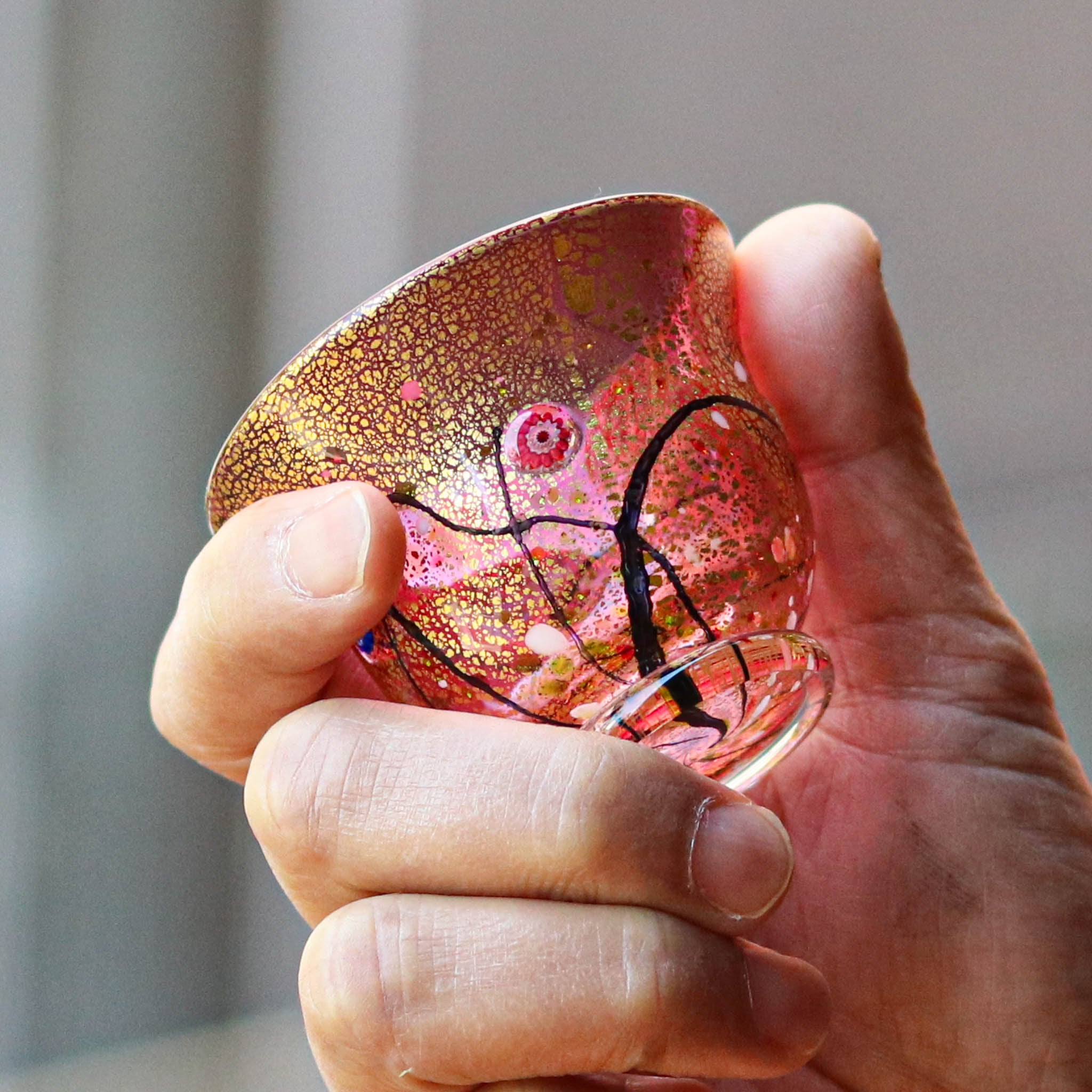 綾ガラス 酒器 | 光琳 雅 ぐい呑み | 金赤 | グラスアート黒木