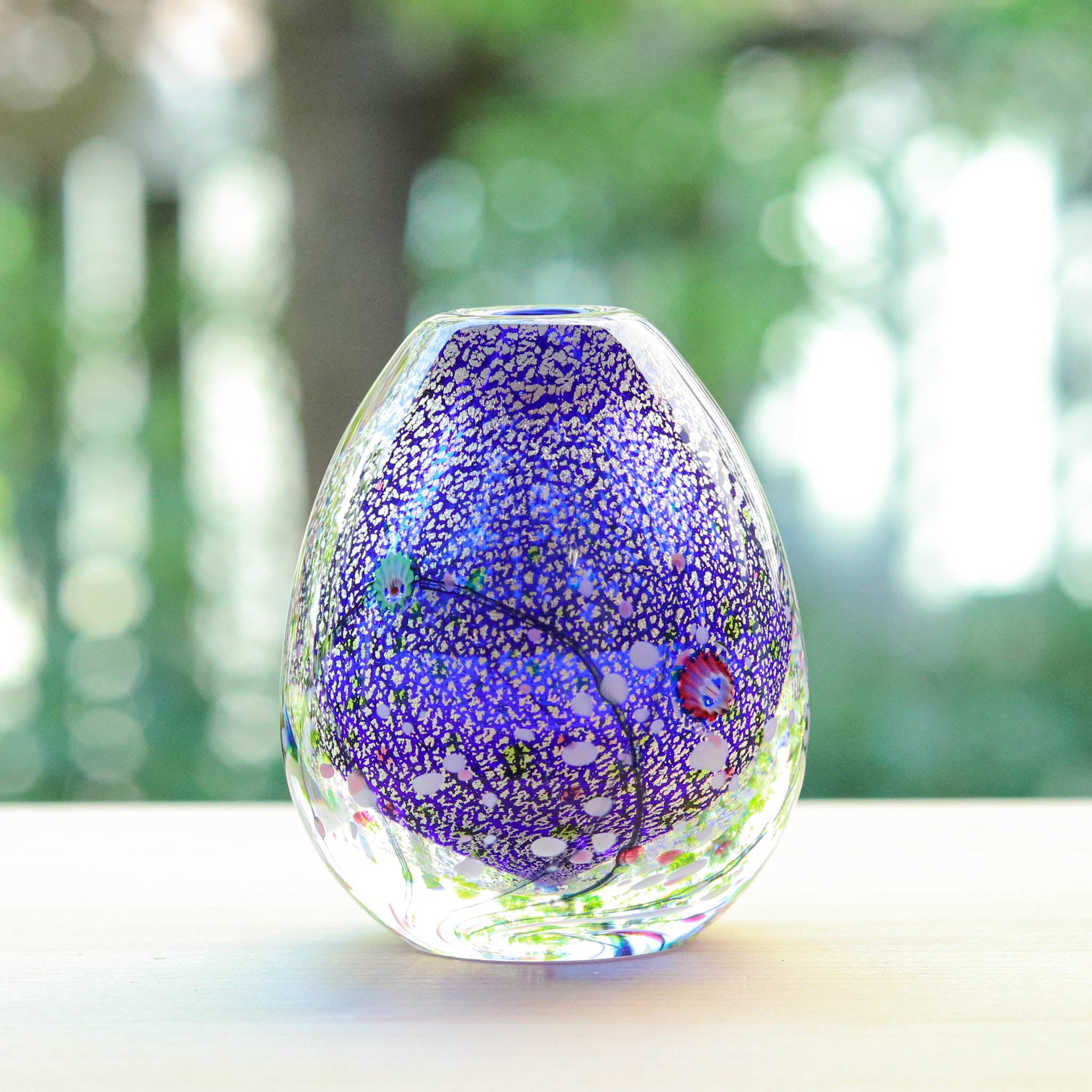 綾ガラス 一輪挿し | 光琳 爽 | コバルトブルー | グラスアート黒木