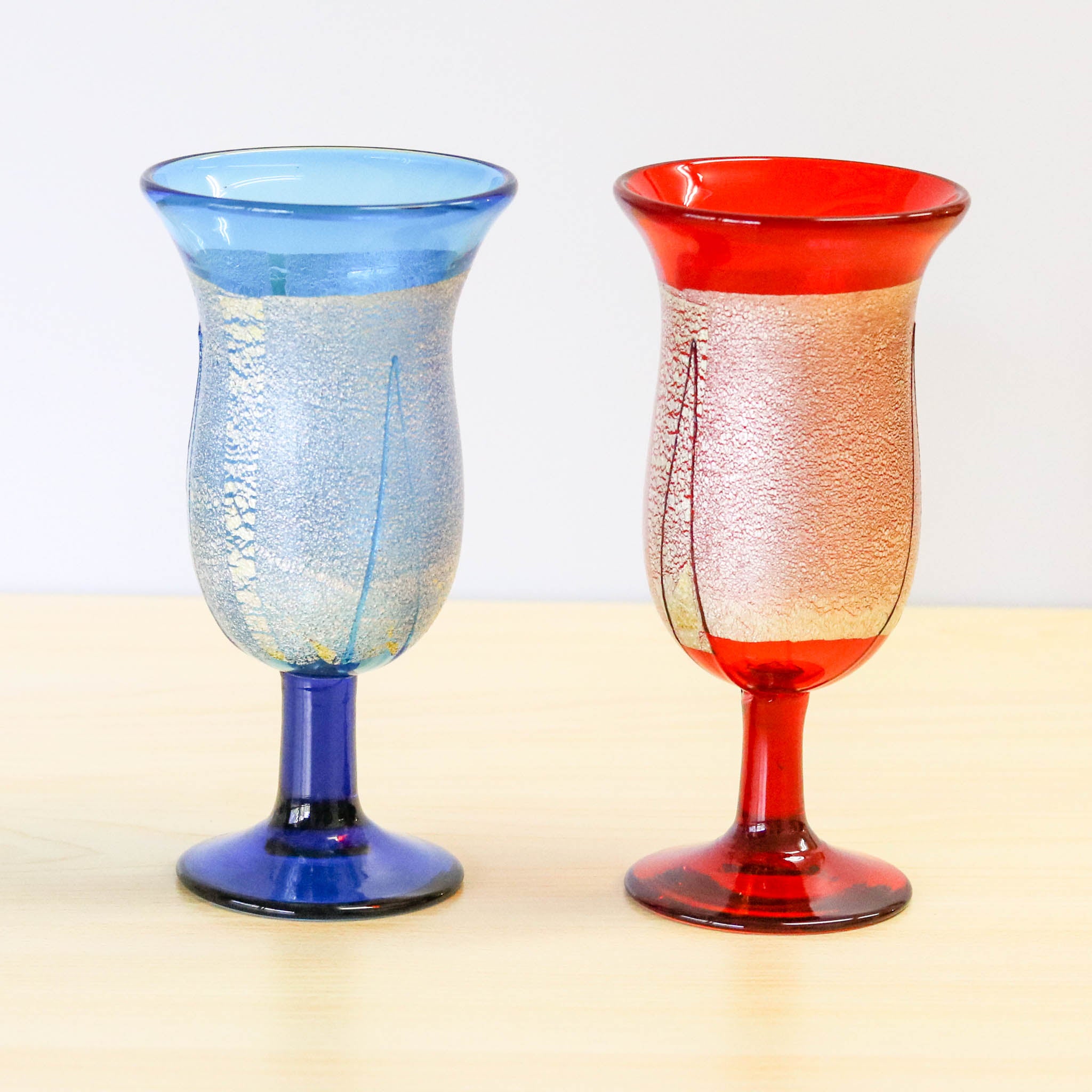 肥前びーどろ ワイングラス | 銀彩トールワイン | アサギ（青） | 副島硝子