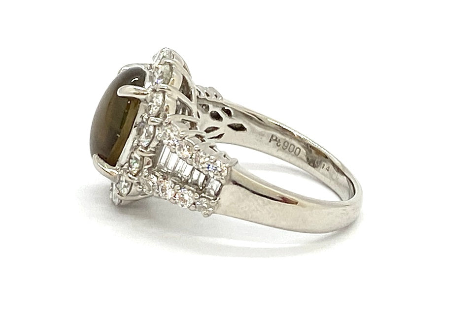 Chrysoberyl Cat's Eye Pt900クリソベリルキャッツアイ ダイヤモンド