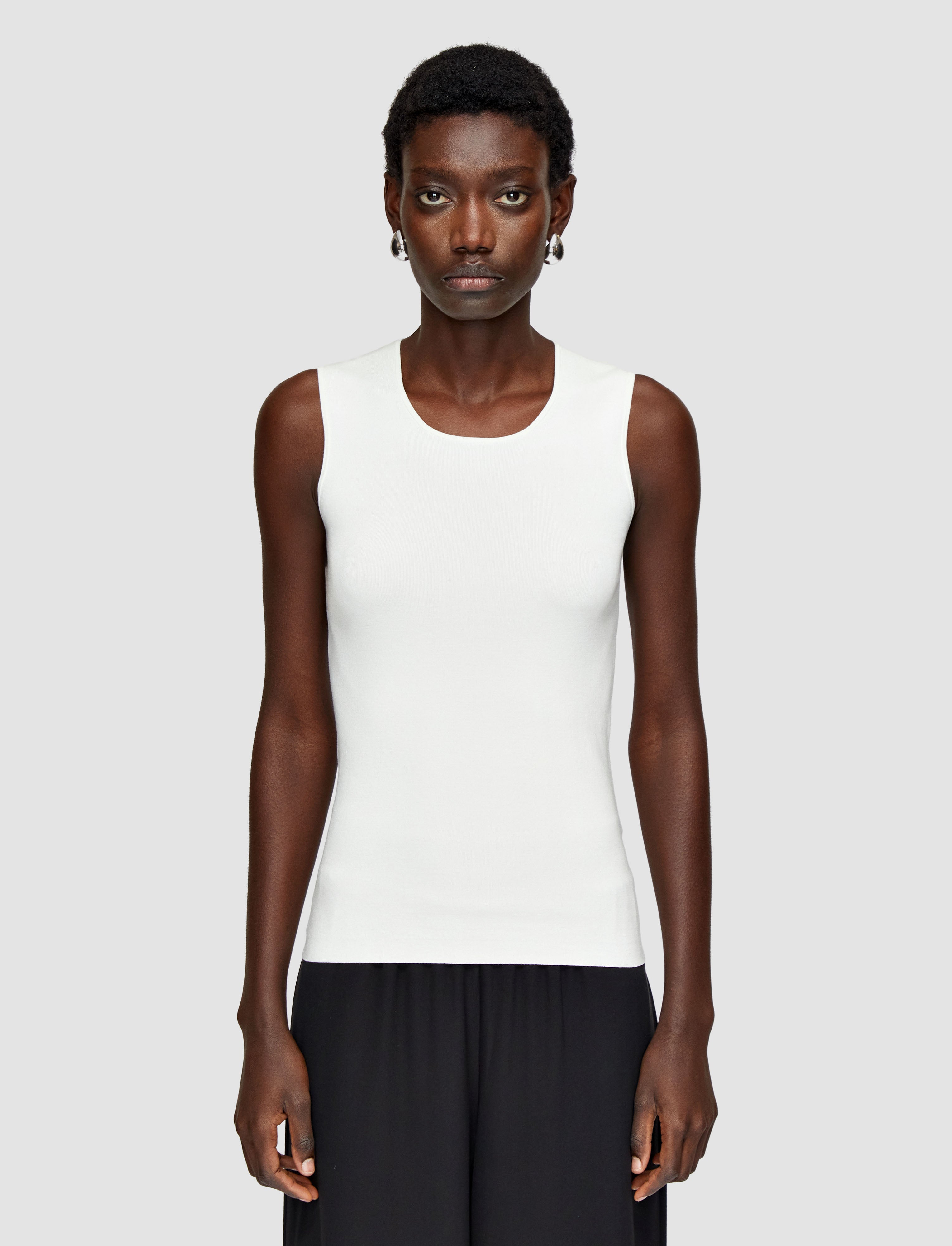 Silk Stretch Tank Top in White | JOSEPH US