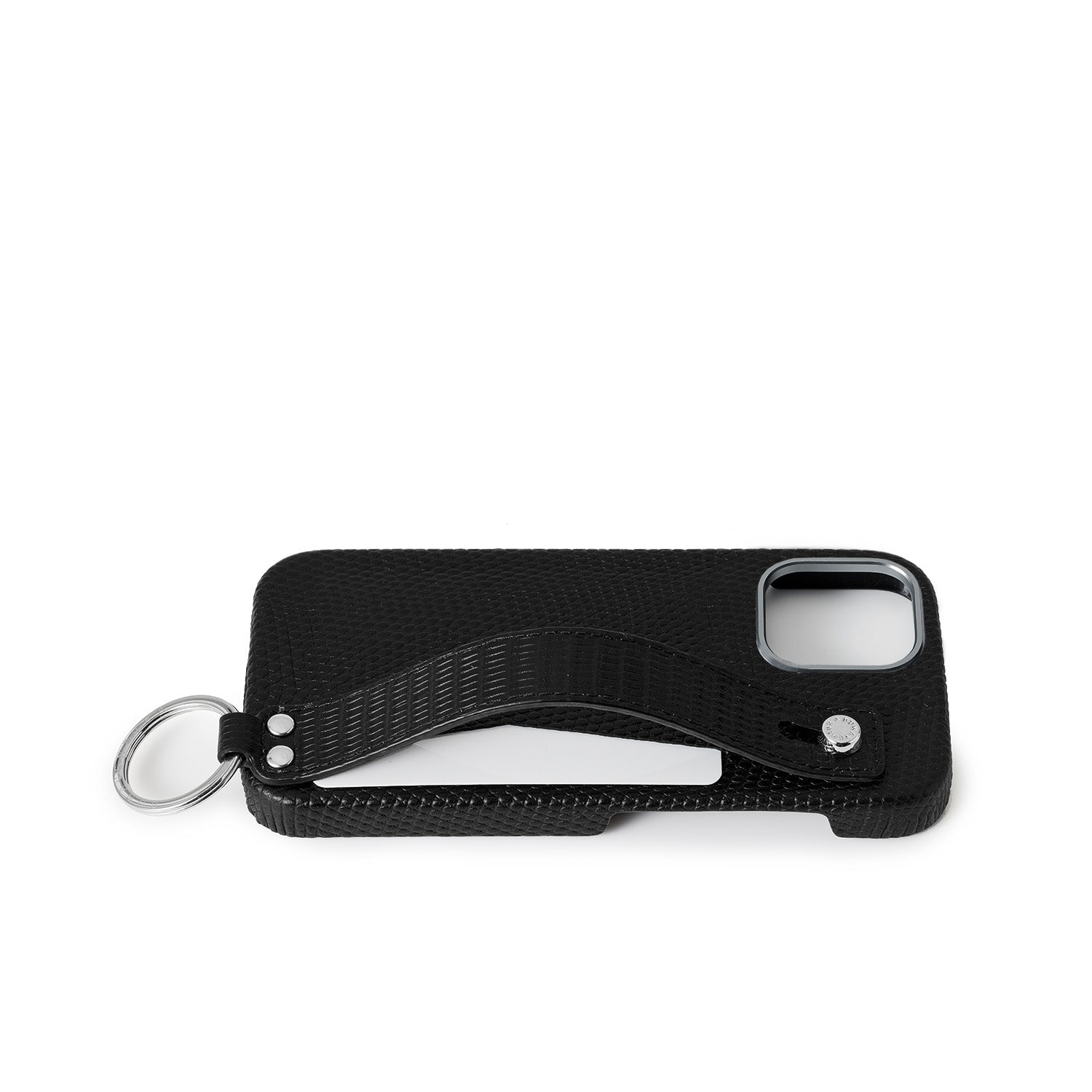 iPhone 17) ハンドル付き バックカバーケース リザードエンボスレザー