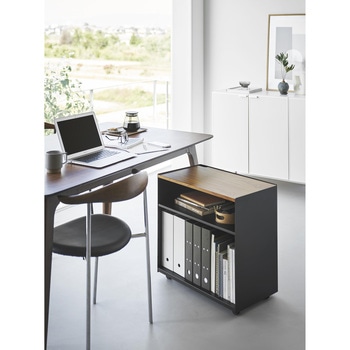 1425 隠せるテレワークワゴン タワー ブラック 1個 山崎実業 【通販