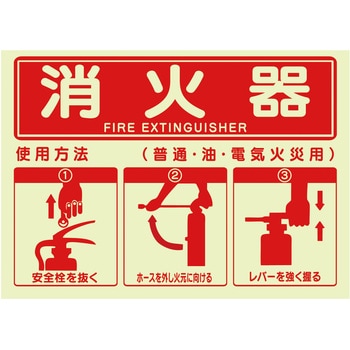 消火器使用方法蓄光ステッカー セーフラン安全用品 消防標識 【通販