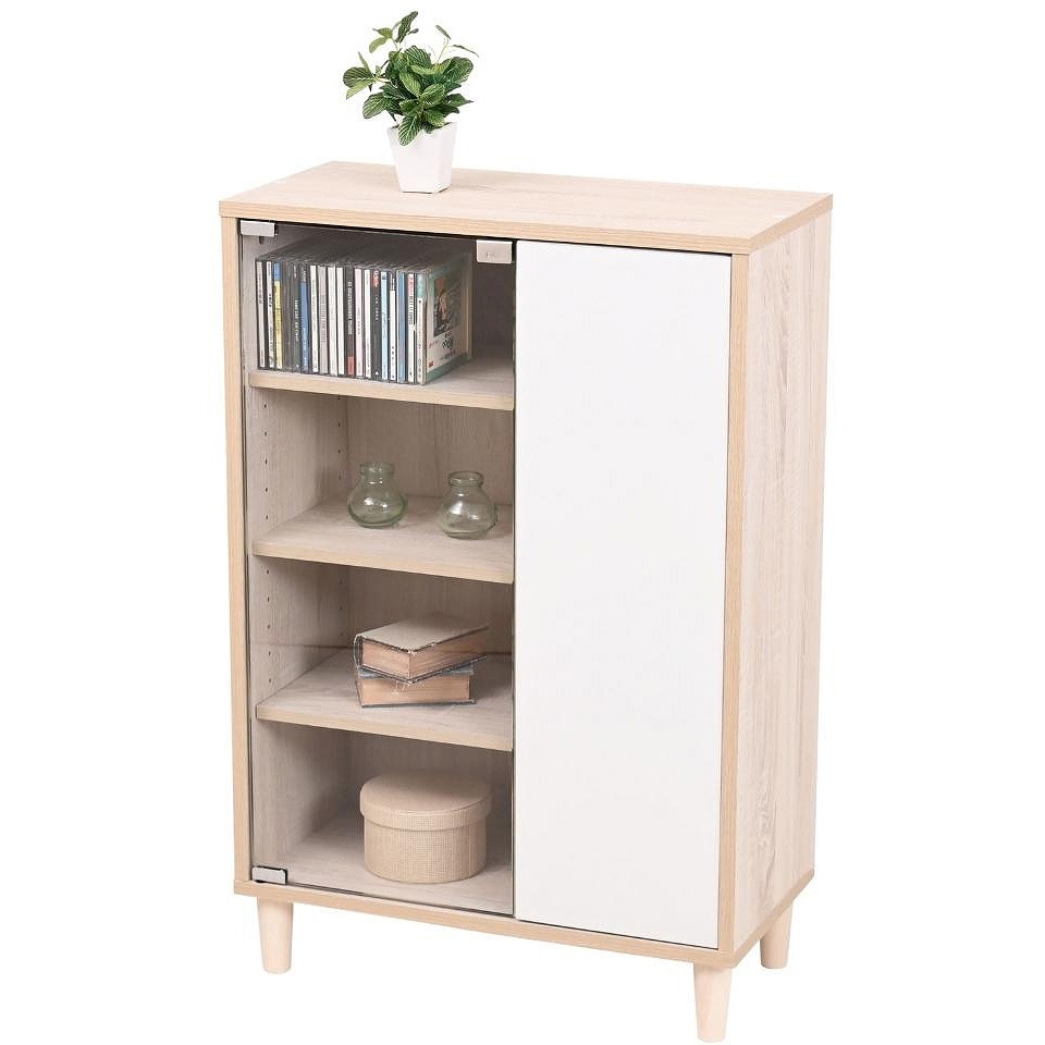 木製ガラス扉収納茶タンス 茶箪笥 木製 ガラス扉付き 引き出し付き