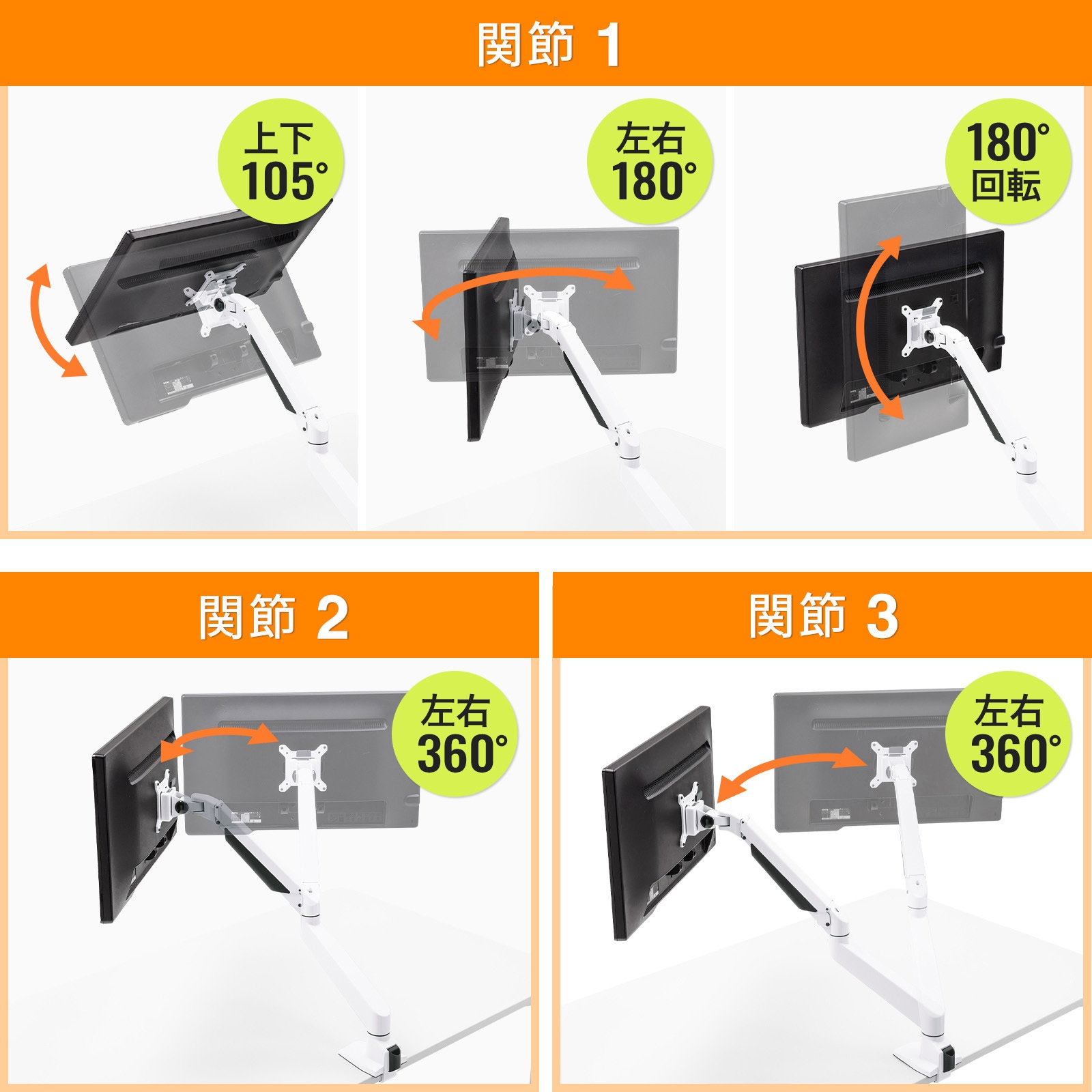 CR-LA1301WN2 水平垂直多関節液晶モニターアーム サンワサプライ
