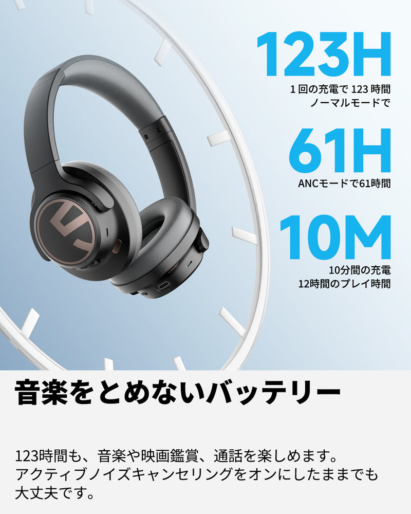 SOUNDPEATS Space ワイヤレス ヘッドホン アクティブノイズキャンセ