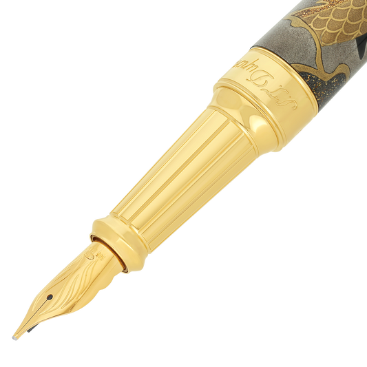 エステーデュポン 18金 万年筆 ゴールド ブラック 0821-S3549h