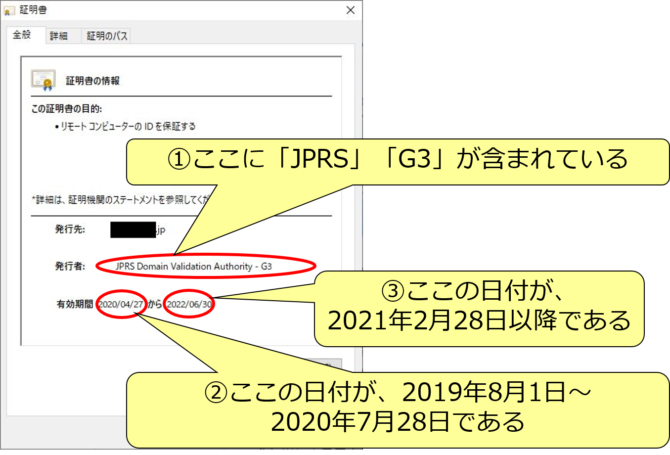 補足資料：ご利用中のサーバー証明書の確認方法/ JPRS