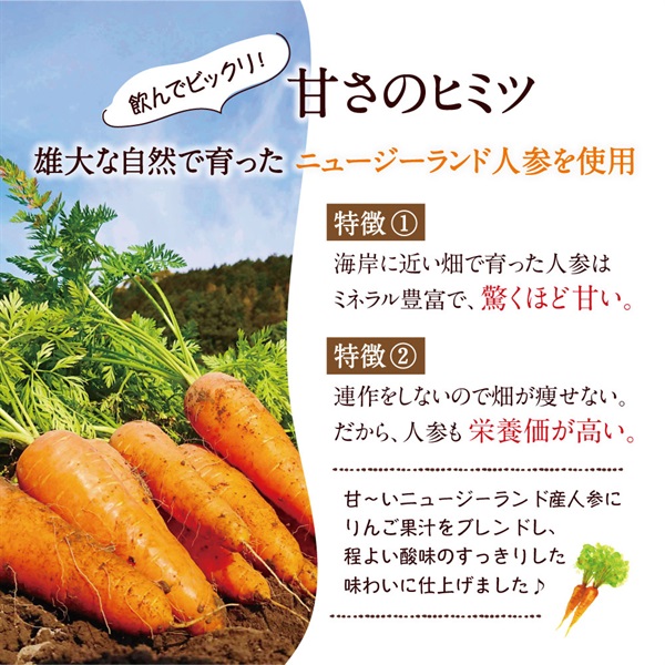 無添加,100％にんじんジュース,人参ジュース,りんごジュース