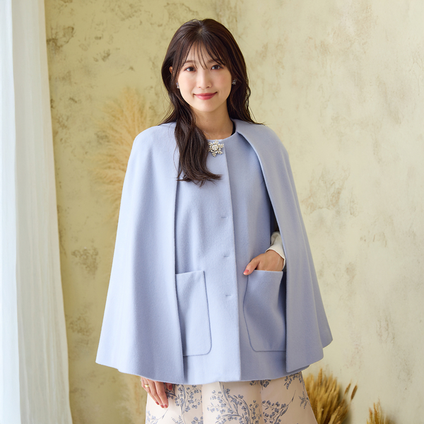 ブローチ付】ケープショートコート | レディースファッション【JUNIOR