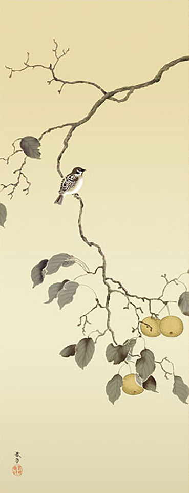 梨に雀 掛け軸｜菱田春草 花鳥画 名作複製 – 寿鳳人形の東芸
