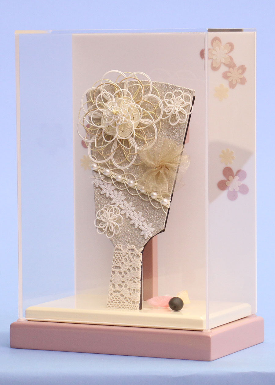 6号羽子板水引ベージュ くすみピンク薄型ケース飾り – 寿鳳人形の東芸