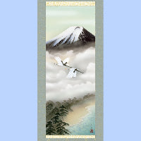 花鳥画掛け軸 鴛鴦（おしどり）森山観月作｜夫婦円満を象徴する冬の