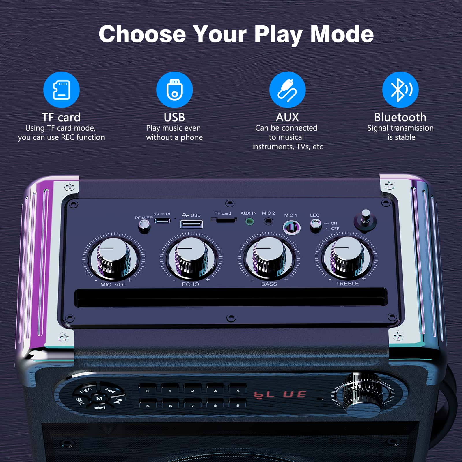 JYX S55 Karaoke Machine with Three Wireless Microphones with Bluetooth