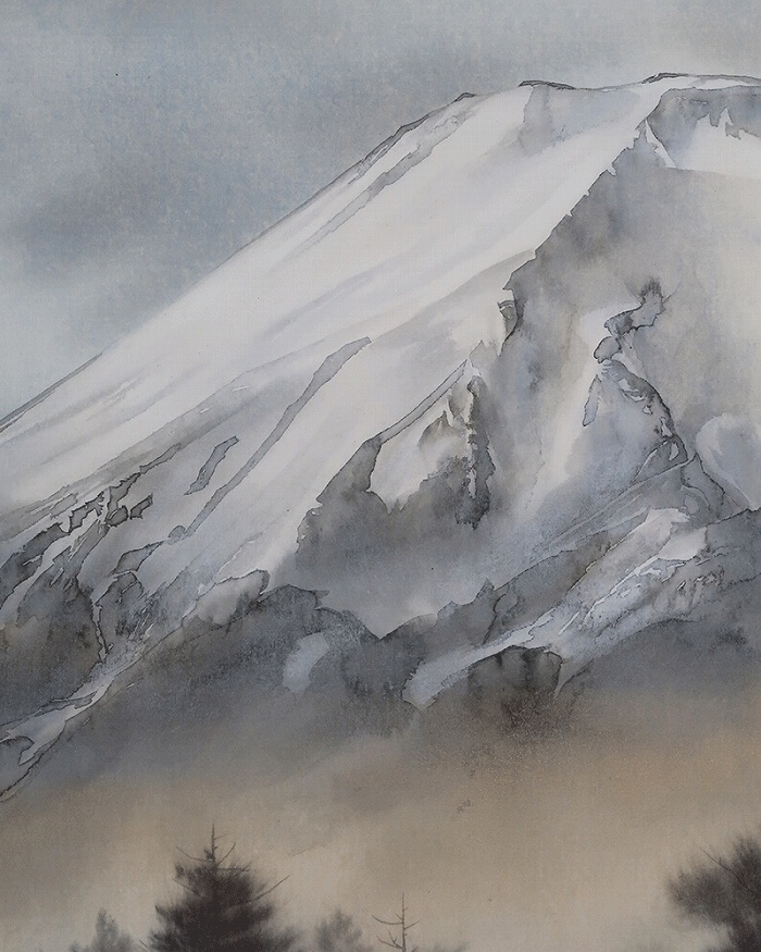 美品 掛け軸 小林希光作 富士図 共箱 太巻き付 美術年鑑掲載 縁起物