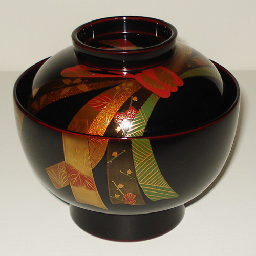 輪島塗 煮物椀 五客 のし蒔絵 共箱 漆塗 蓋付椀 口径14cm R1587 輪島塗