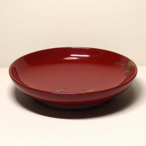 輪島塗 菓子器 丸形 -梅の高蒔絵仕上げ- [内外面とも朱色]｜輪島市の