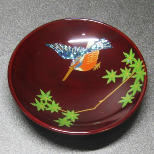 輪島塗 杯 (盃) (大) -川せみの蒔絵仕上げ- [朱タメ色] 螺鈿(ラデン