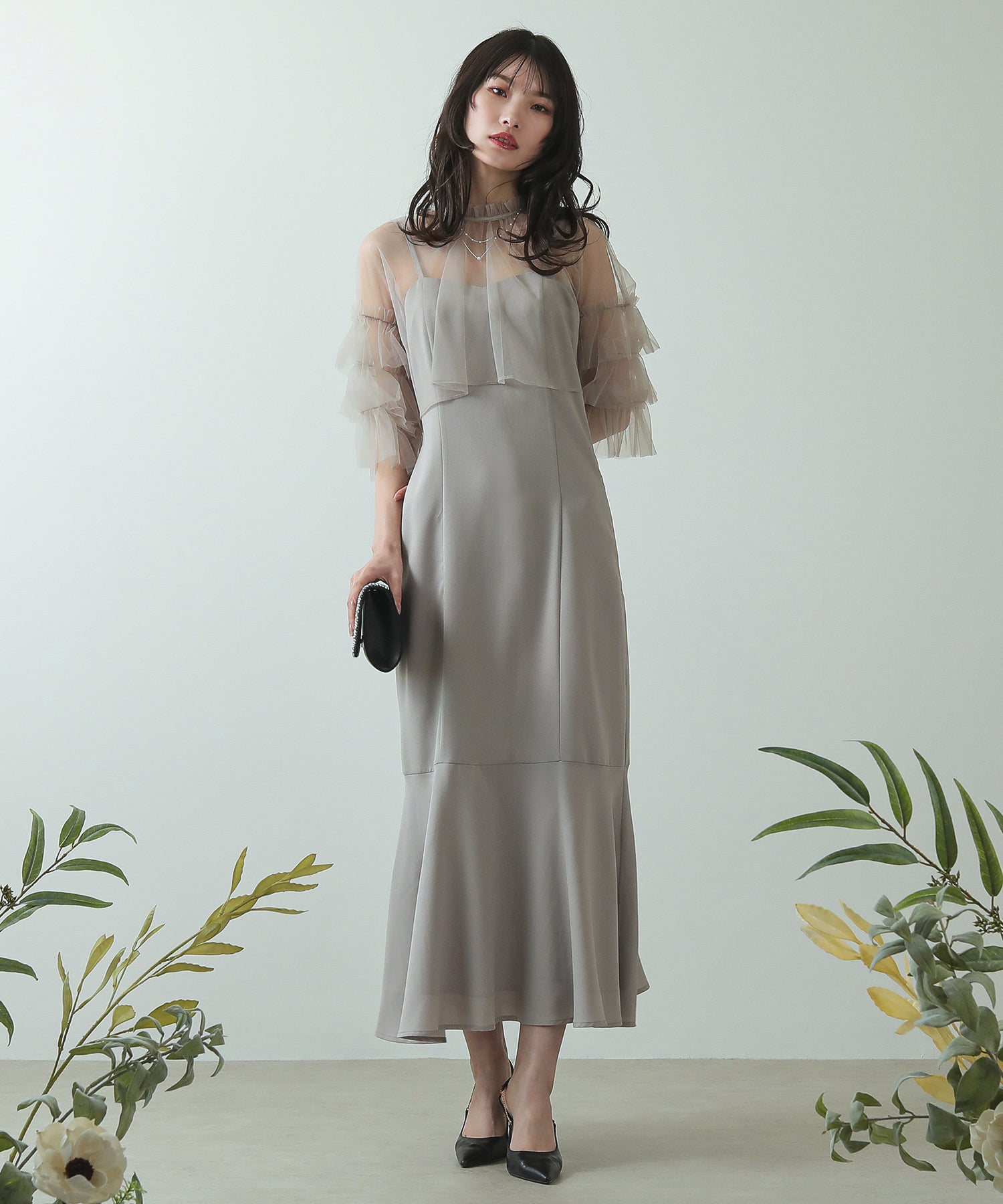 チュール ティアード ボレロ 3way キャミワンピース ドレス