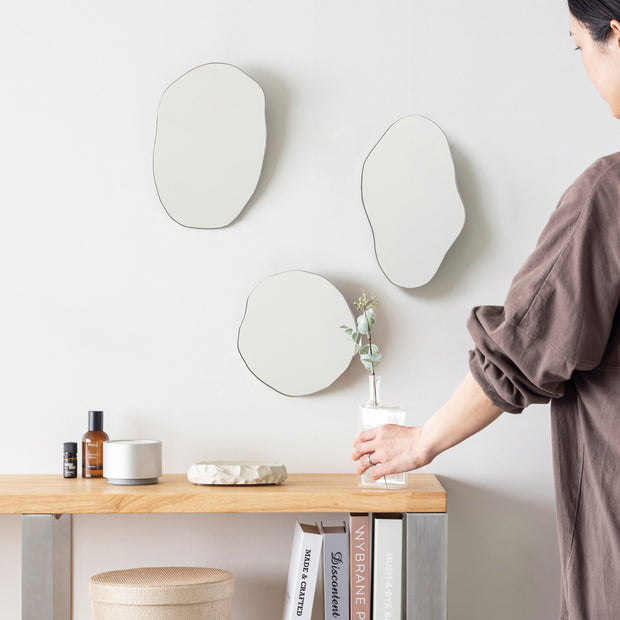 Puddle - Wave ステンドグラス技法を使った ウォールミラー 20×20