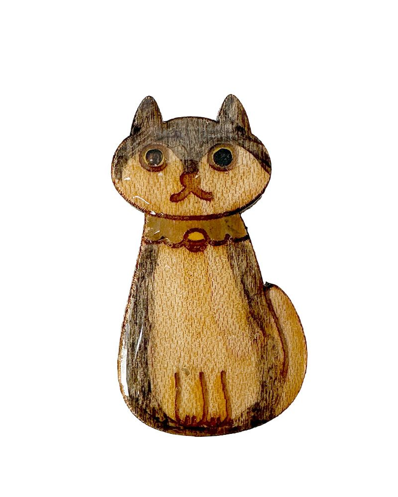 kinunekoさん専用ビンテージ☆ラリック 猫ブローチ☆ライトブラウン
