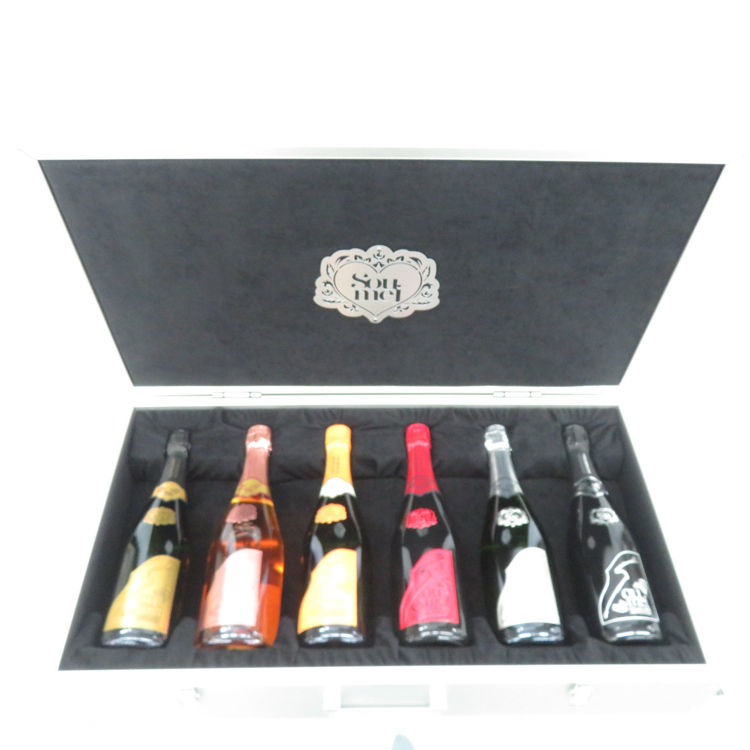 シャンパン空ビン4本セット ソウメイシャンパン 空瓶+ケース 3色4セット