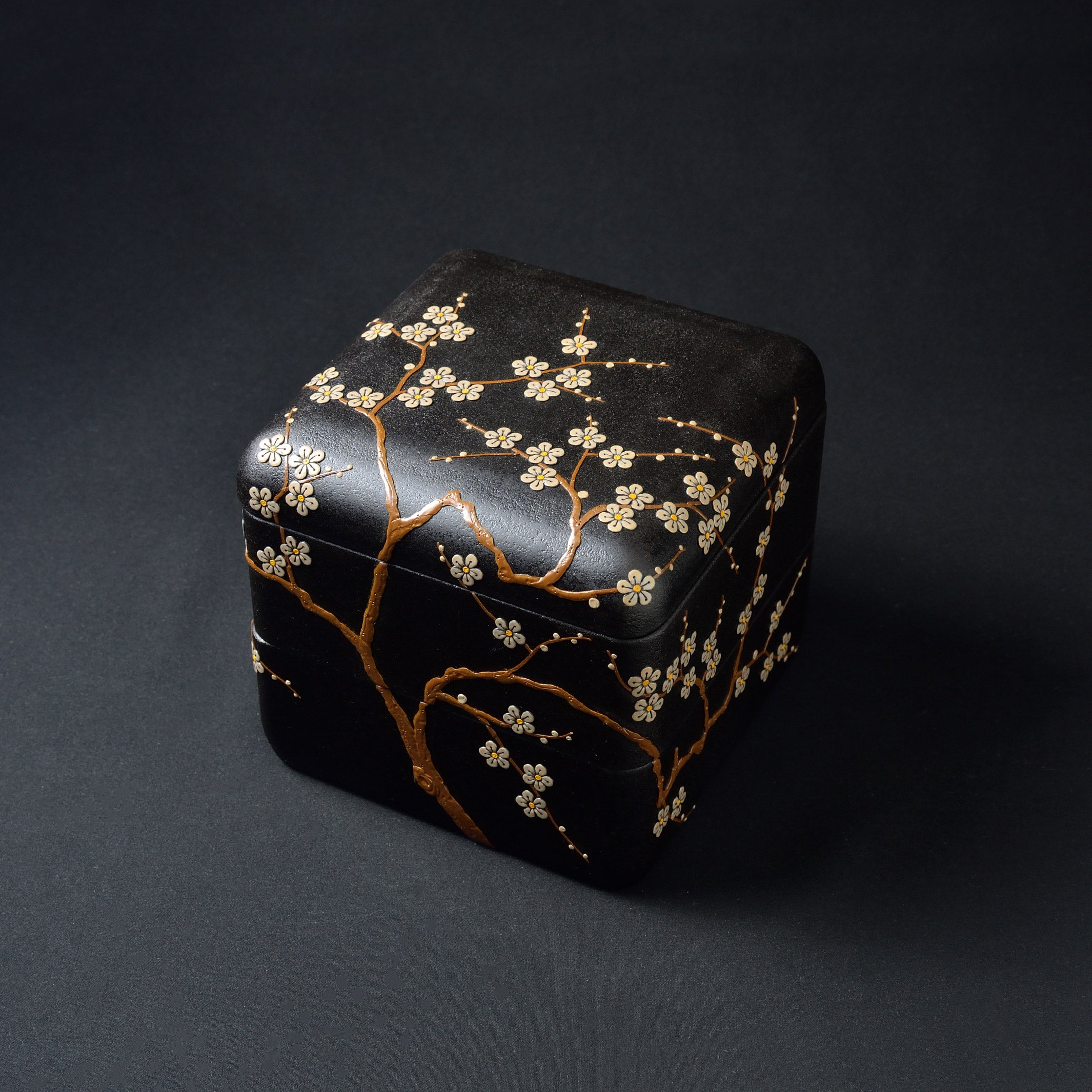 時代 琉球漆器 重箱 時代物 琉球漆器 重箱 5段 朱塗り 木箱入り 堆錦