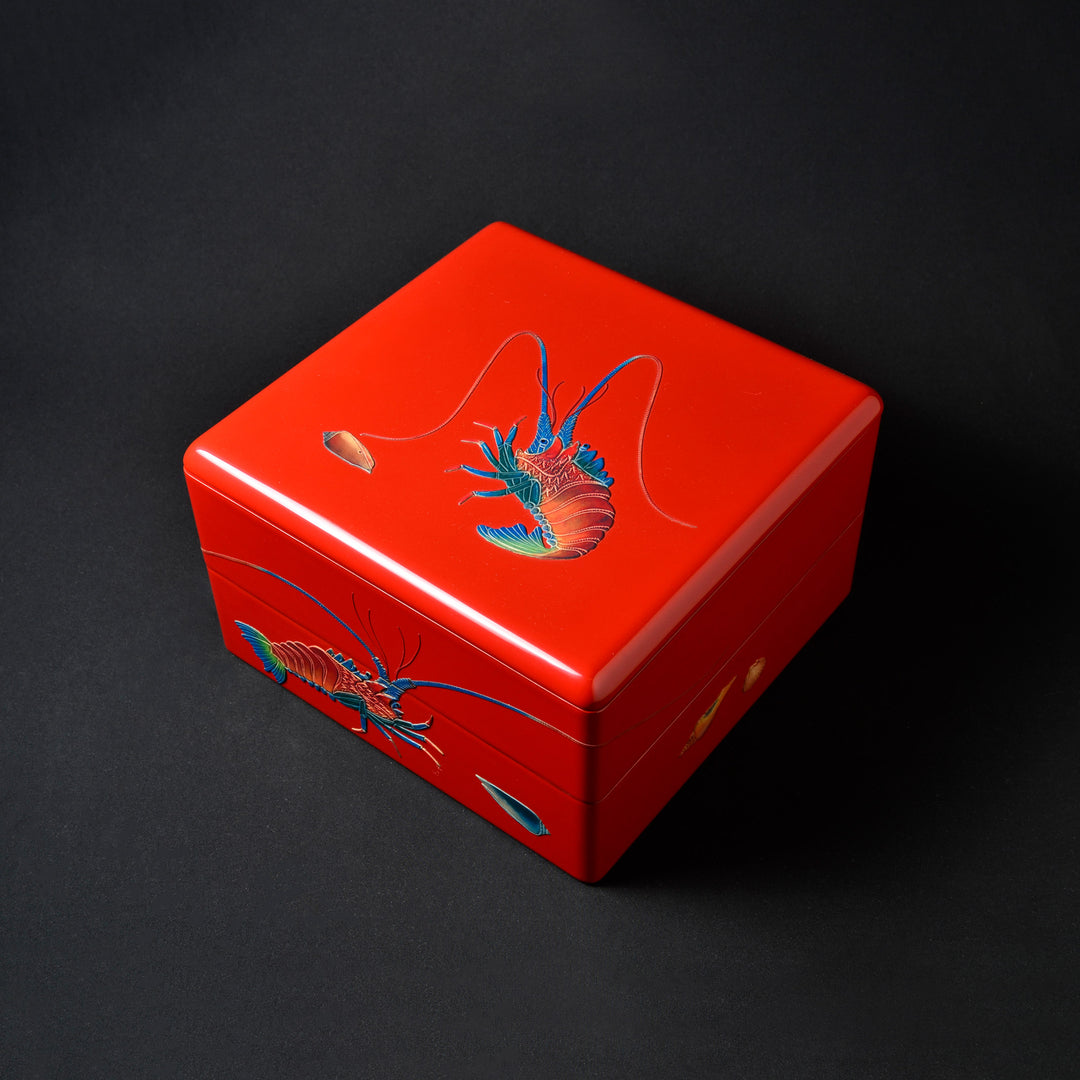 骨董品寿雲刀漆器茶櫃 角丸四角箱