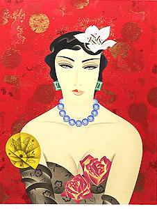 谷川泰宏 絵画 夜紅 原画 ミックスメディア 谷川泰宏 絵画 夜紅 原画