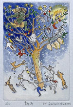 山本容子 手彩色銅版画 「魔笛」。 8/50、サイン入り。 山本容子 手彩色