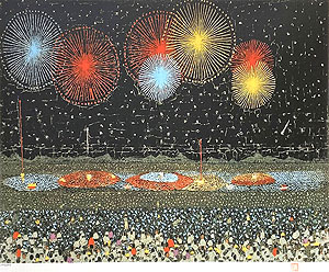 山下清「長岡の花火」版画42×58cm