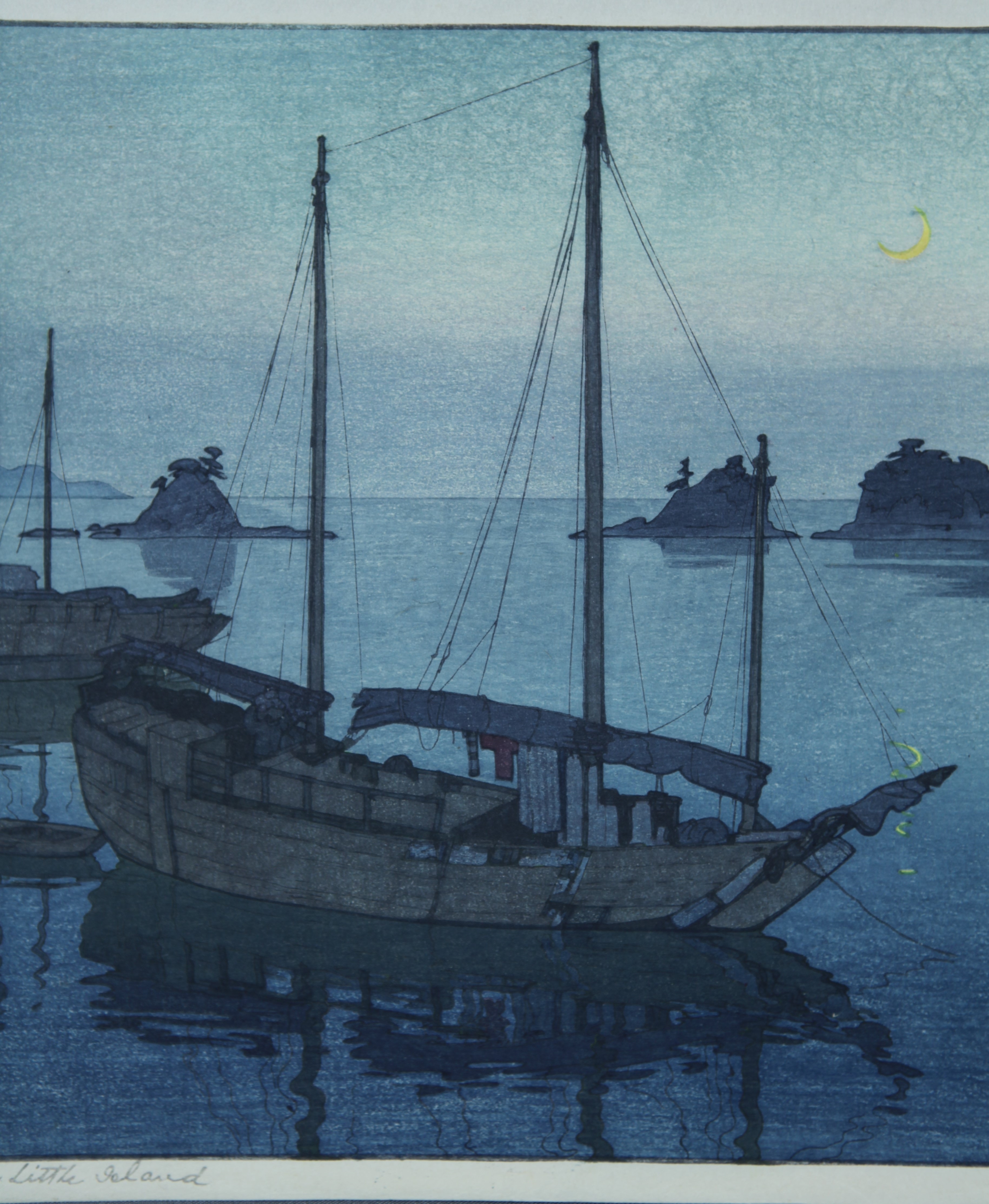 状態極良 真作 希少】土屋光逸 木版画『瀬戸内海 鞆之津』 状態極良 真