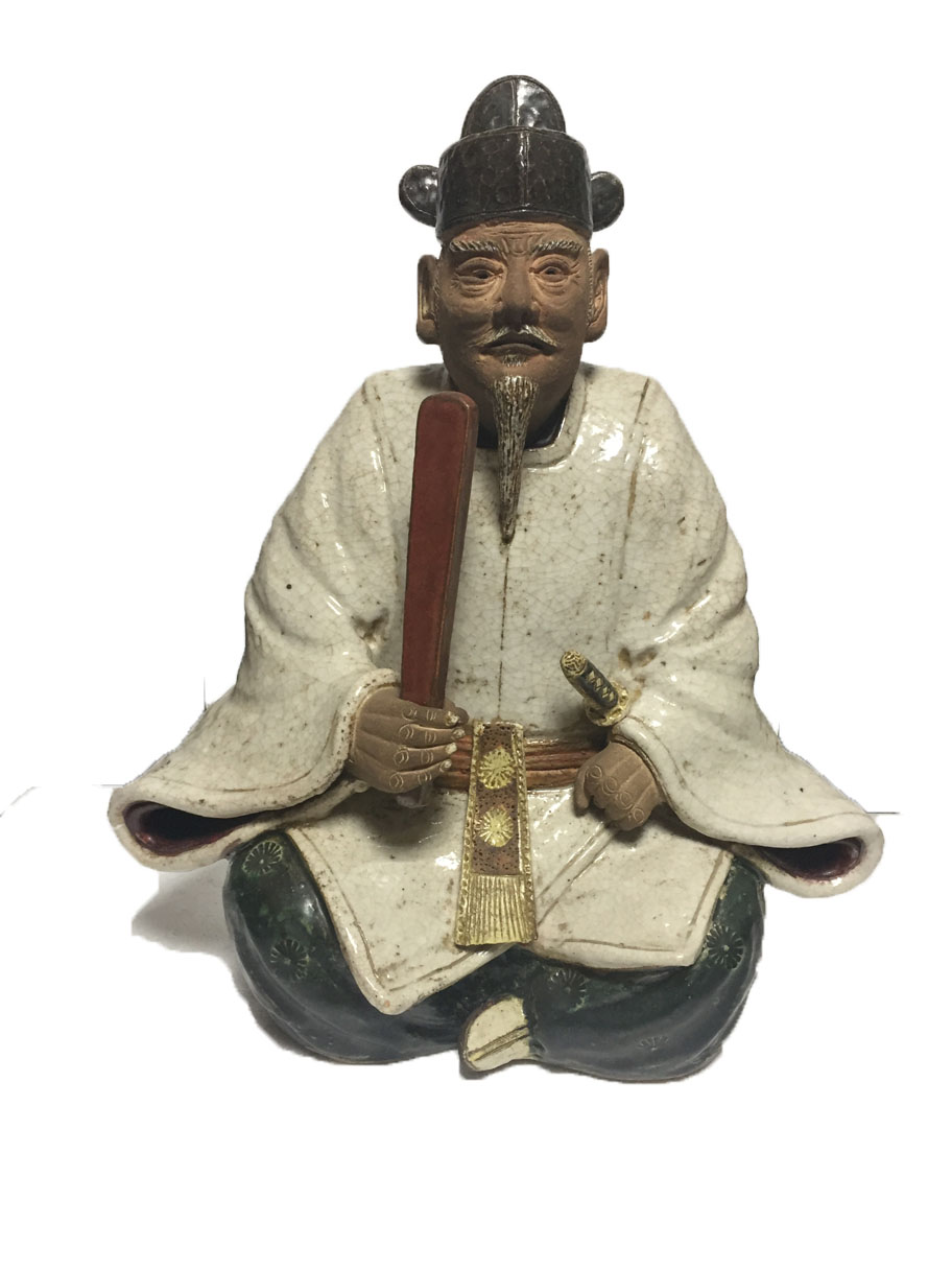 利休像曽風（加藤正明）陶人形署名桐箱入り