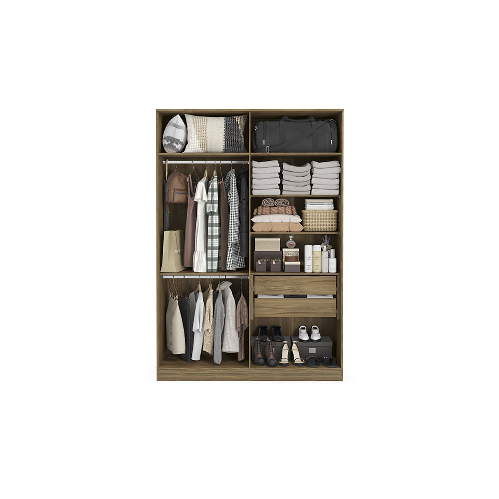 Guarda-Roupa 4 Portas 2 Gavetas Kappesberg Adapt Nogueira