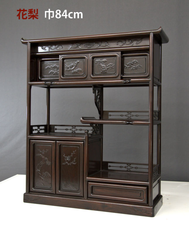 飾り棚: 花梨 筆返し6枚戸3尺棚 no.8613 / 唐木家具OSAKA