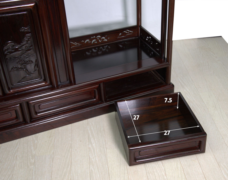 飾り棚: 紫檀 6枚戸彫入り 3.6尺棚 no.8624 (これから仕上品) / 唐木