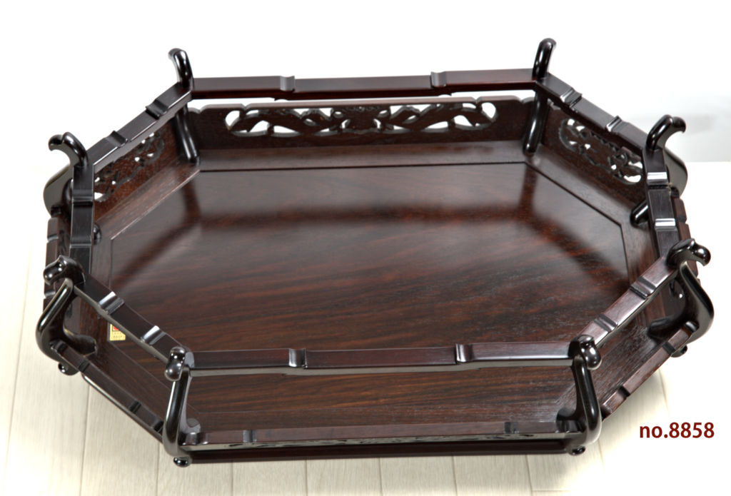 花台: 紫檀 史郎作 新八足 平台 巾56cm 大阪唐木指物工芸 no.8858