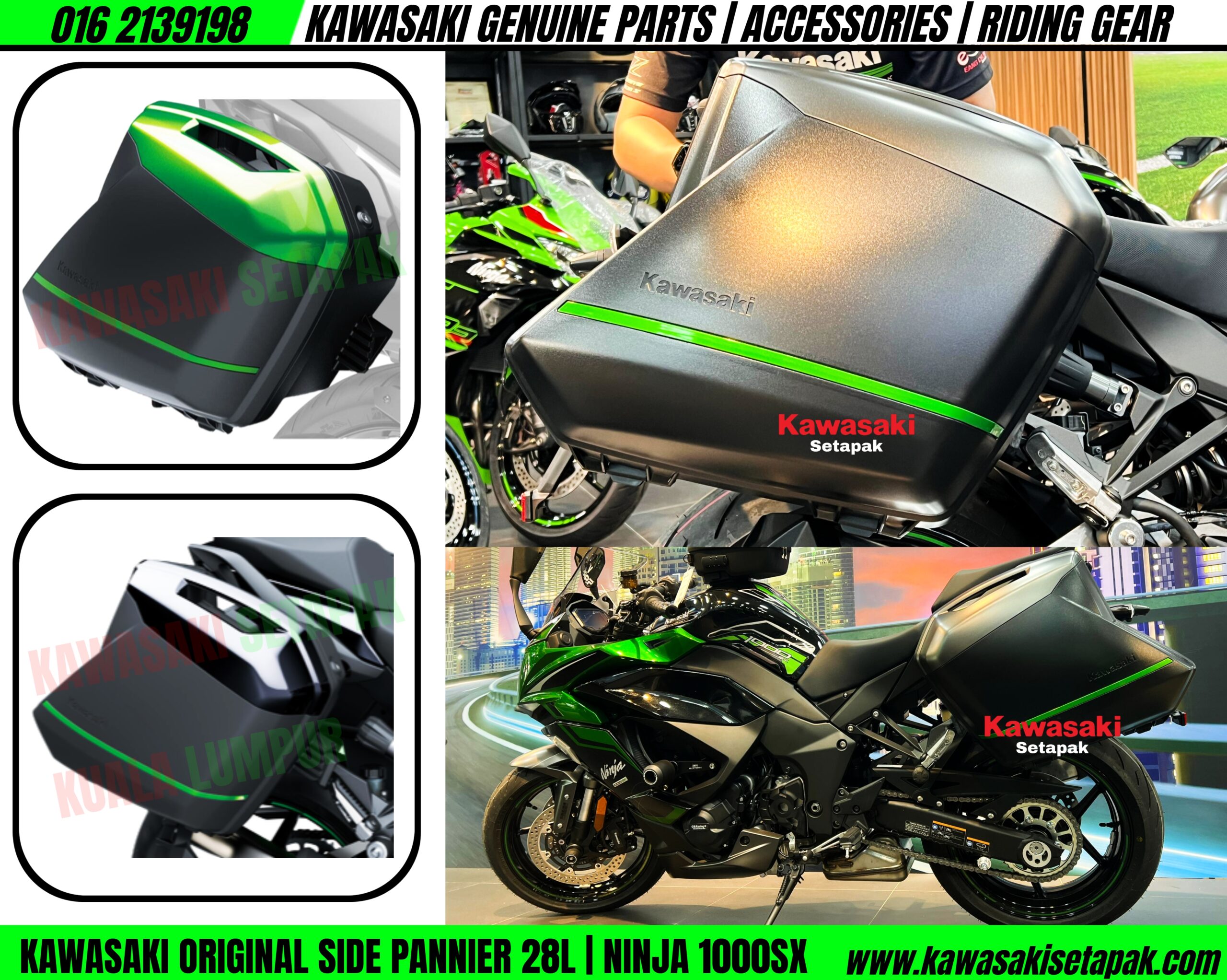 KAWASAKI ORIGINAL AUTHENTIC SIDE PANNIER 2X28L NINJA 1000SX (GREEN