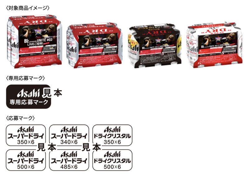 アサヒビールの懸賞「スーパードライ B'z presents UNITE #02 LIVEご