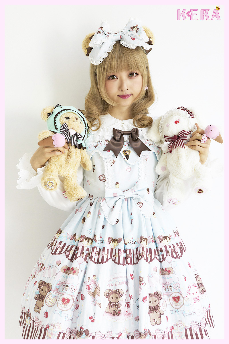 U´•ﻌ•`U キラキラくまちゃん ラグランロンパース ベージュ