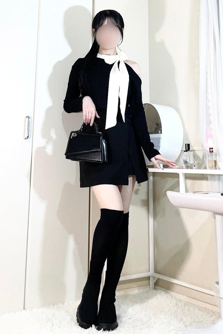 ブラックリボンロングTシャツ KR11322