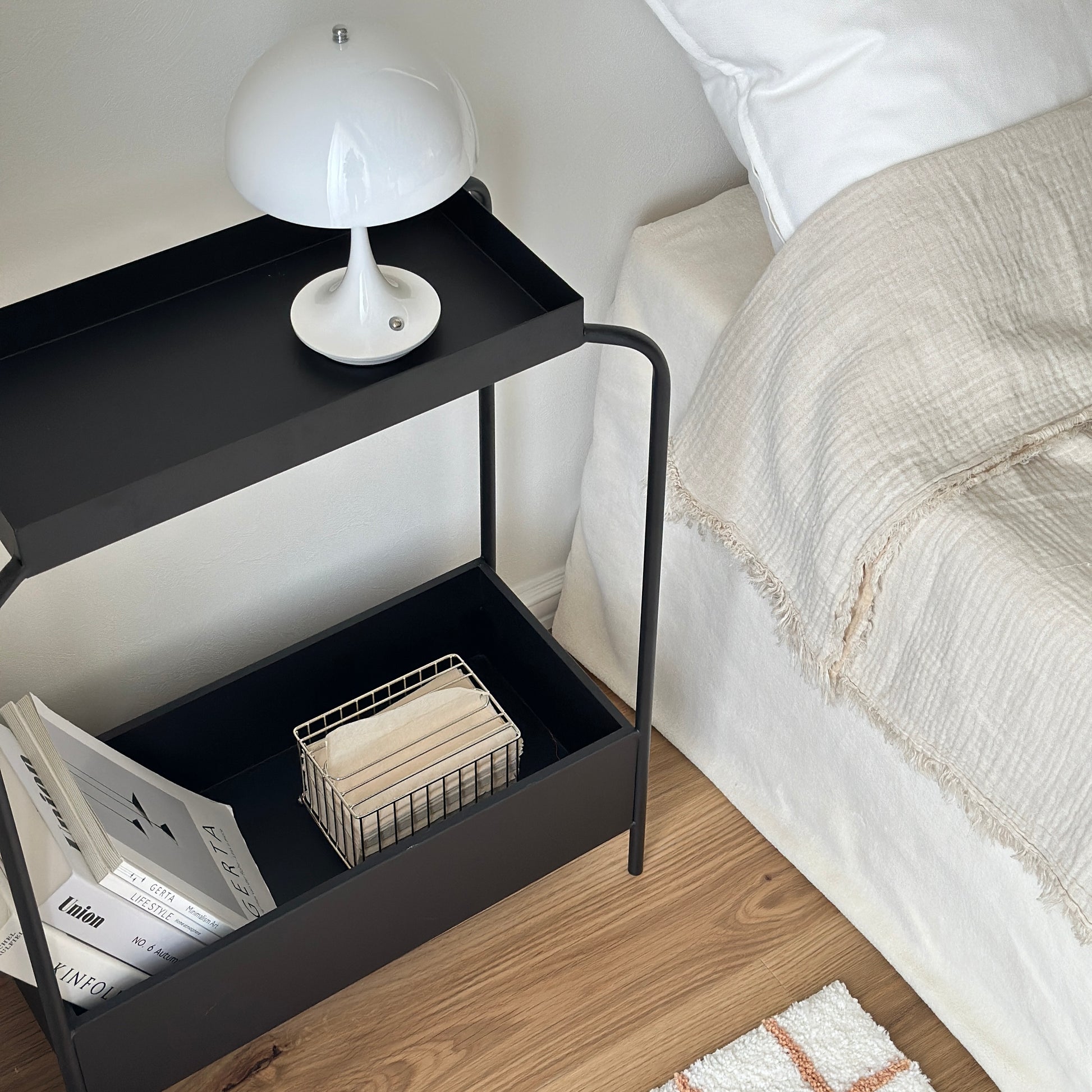 即購入可〉ドリームベッド サイドテーブル ガラステーブル ブラック