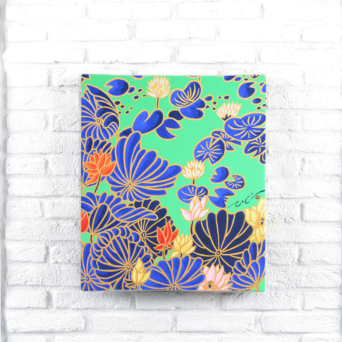 アサバマリエ 「網戸とペキニーズ」 サイン入り ジークレー版画