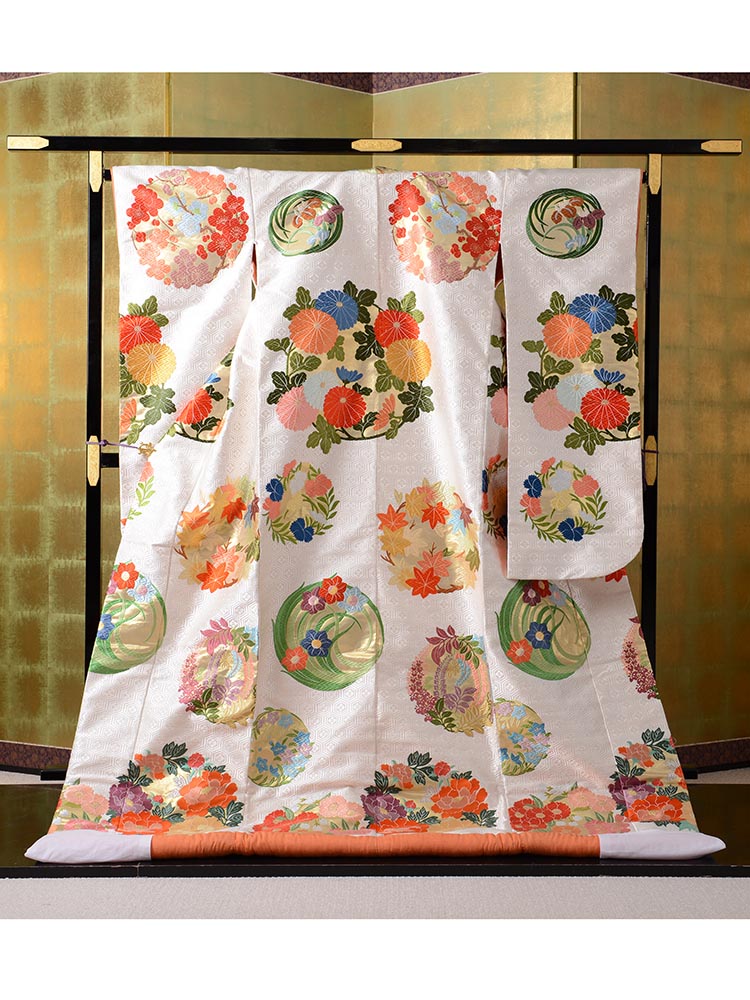 高級打掛レンタル】uchikake-40 山口美術織物謹製 「亀甲花丸文唐織打