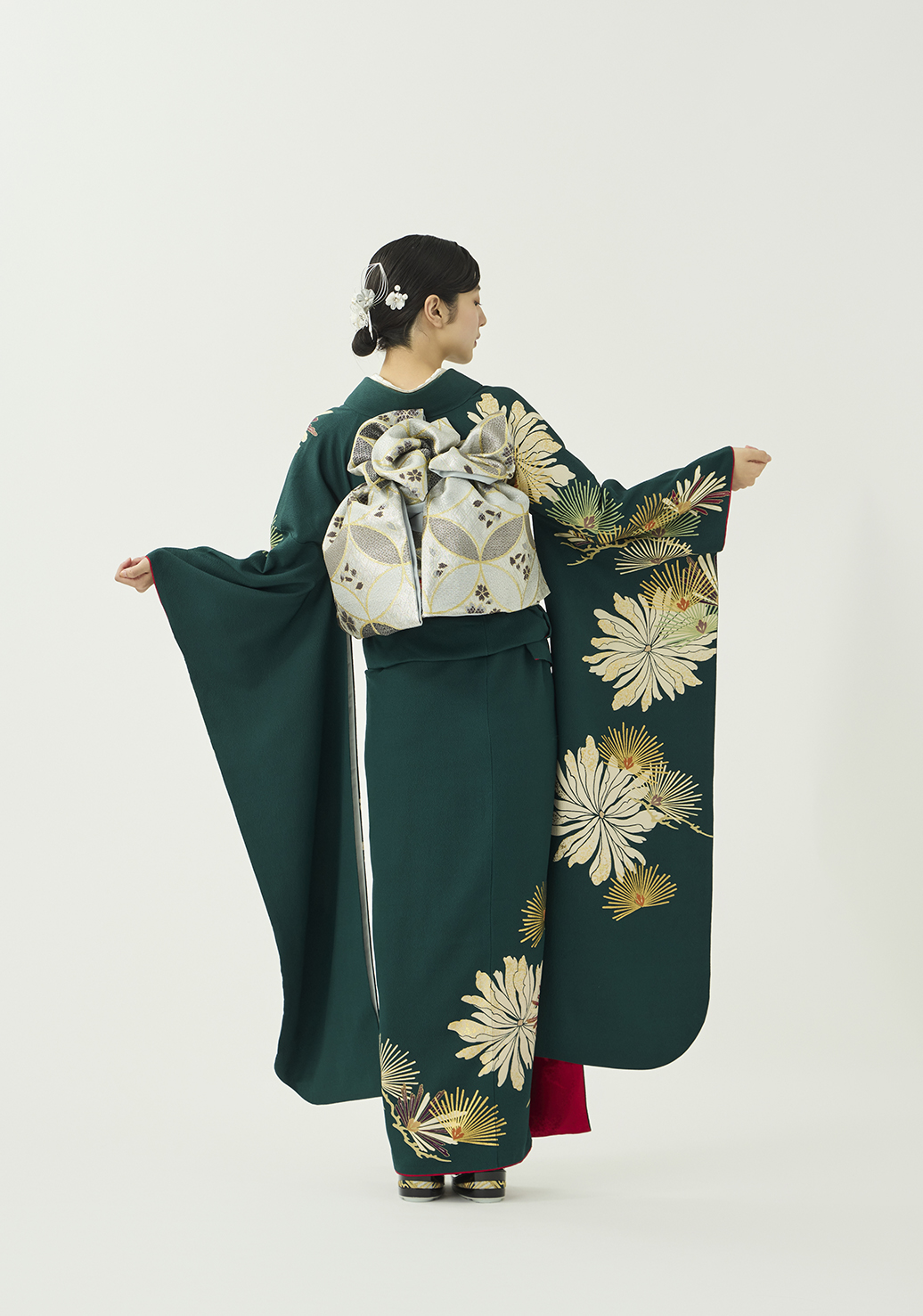 振袖／若松牡丹／常盤色 | 振袖レンタル·購入や成人式の着付けは