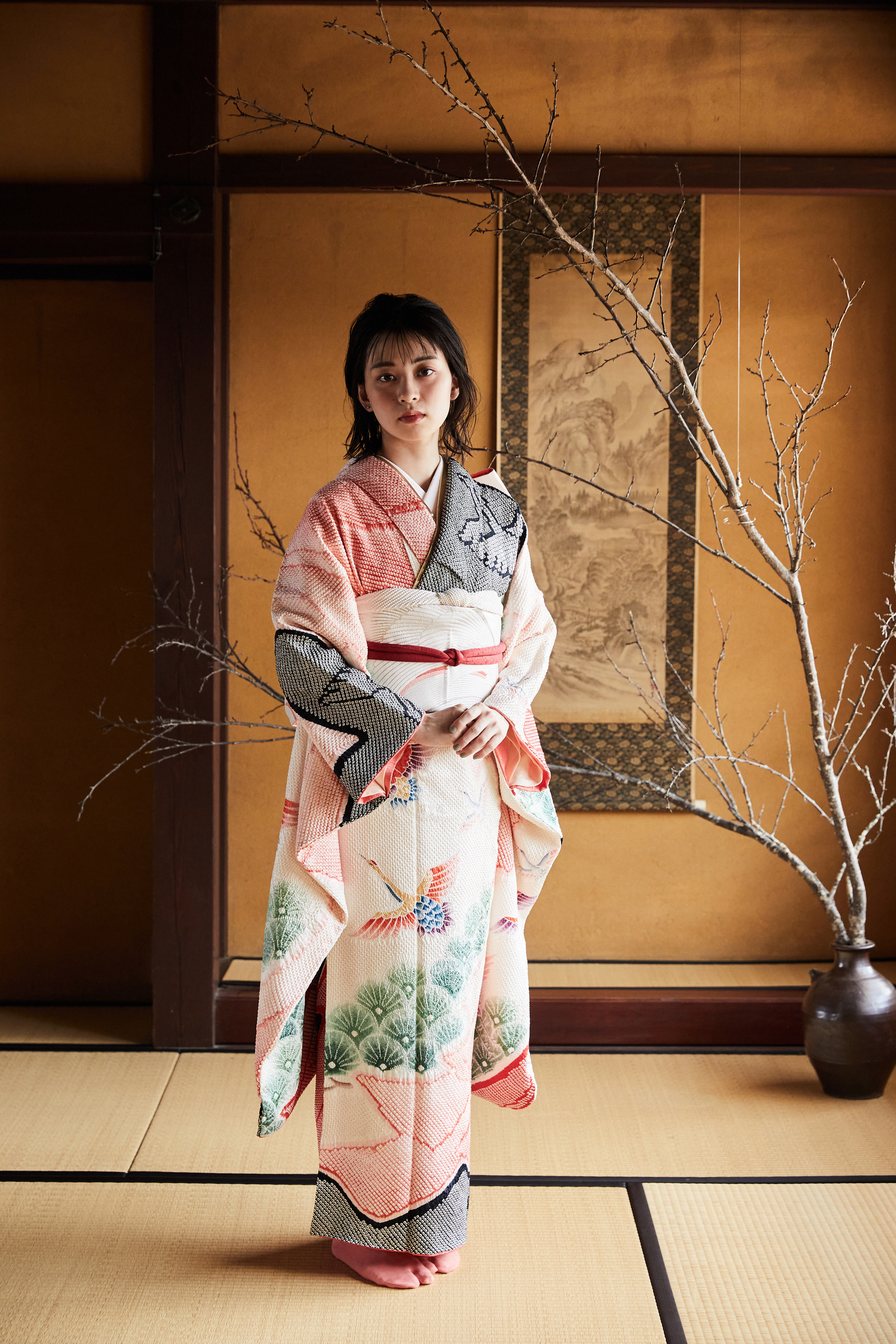 作家斉藤三才の黒無地振袖 | レンタル七五三着物・振袖 TAO