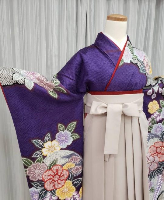 振袖 身長152-167cm 濃青紫 辻が花 絞り 正絹 振袖 身長152-167cm 濃