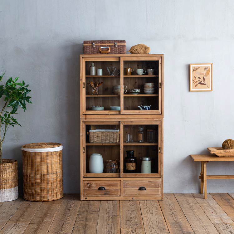 I 北欧 キャビネット リビングボード 赤茶色 リビング収納 本棚 お部屋